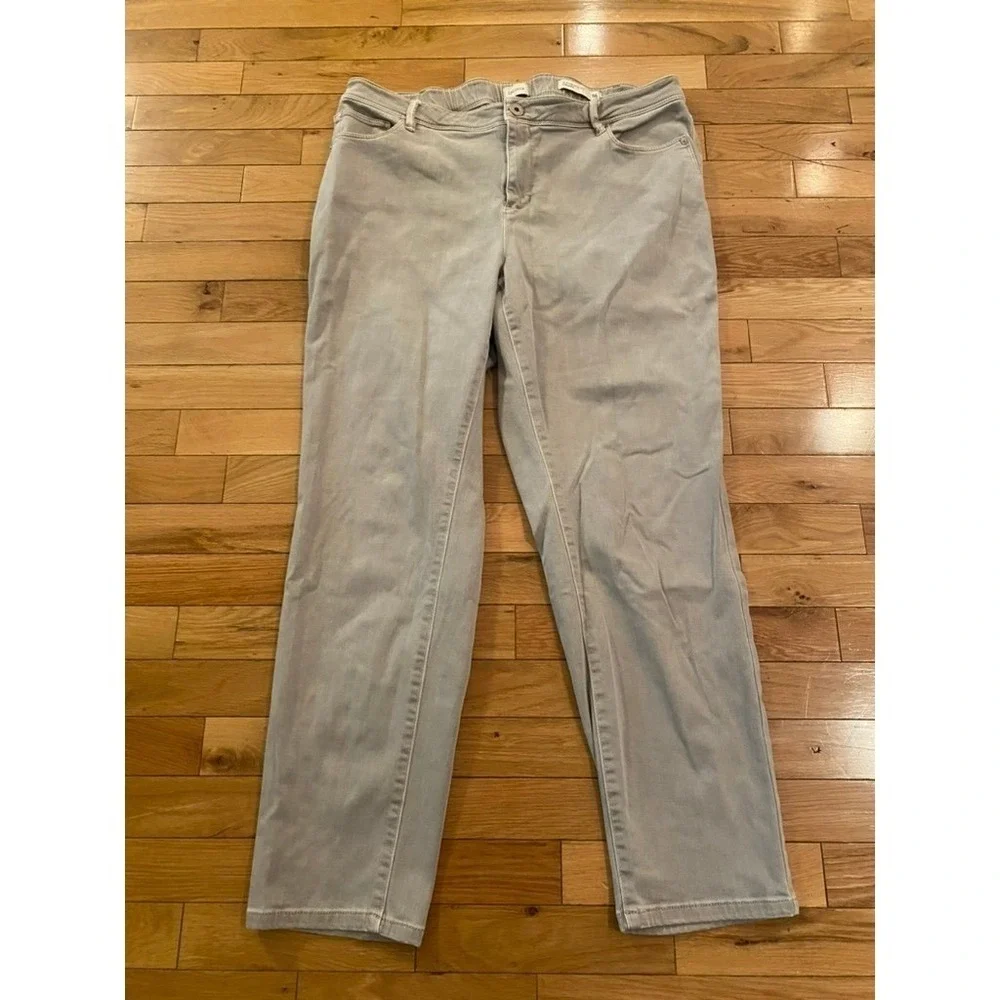 J. Jill Denim Authentic Fit Slim Ankle‎ Jeans Light Grey Size 16 Elastic Back